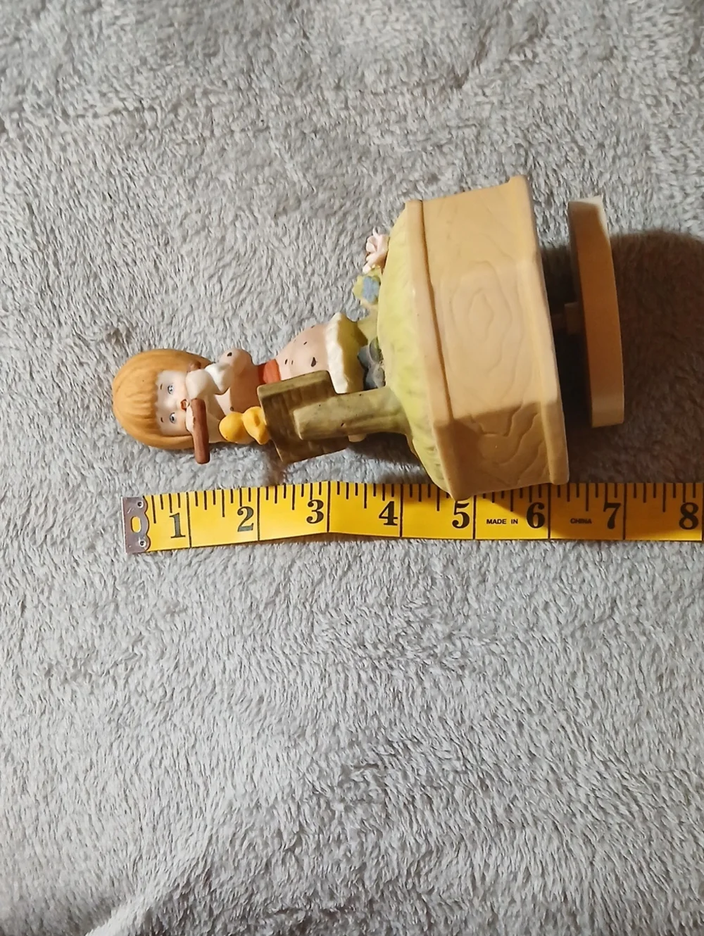 Vintage Music Box Figurine with Blonde Girl and Duck